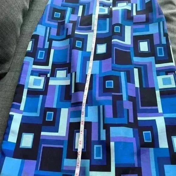 Vintage Allure 90s Blue Purple Abstract Eclectic Sleeveless Unique Dress 8 - Picture 10 of 17